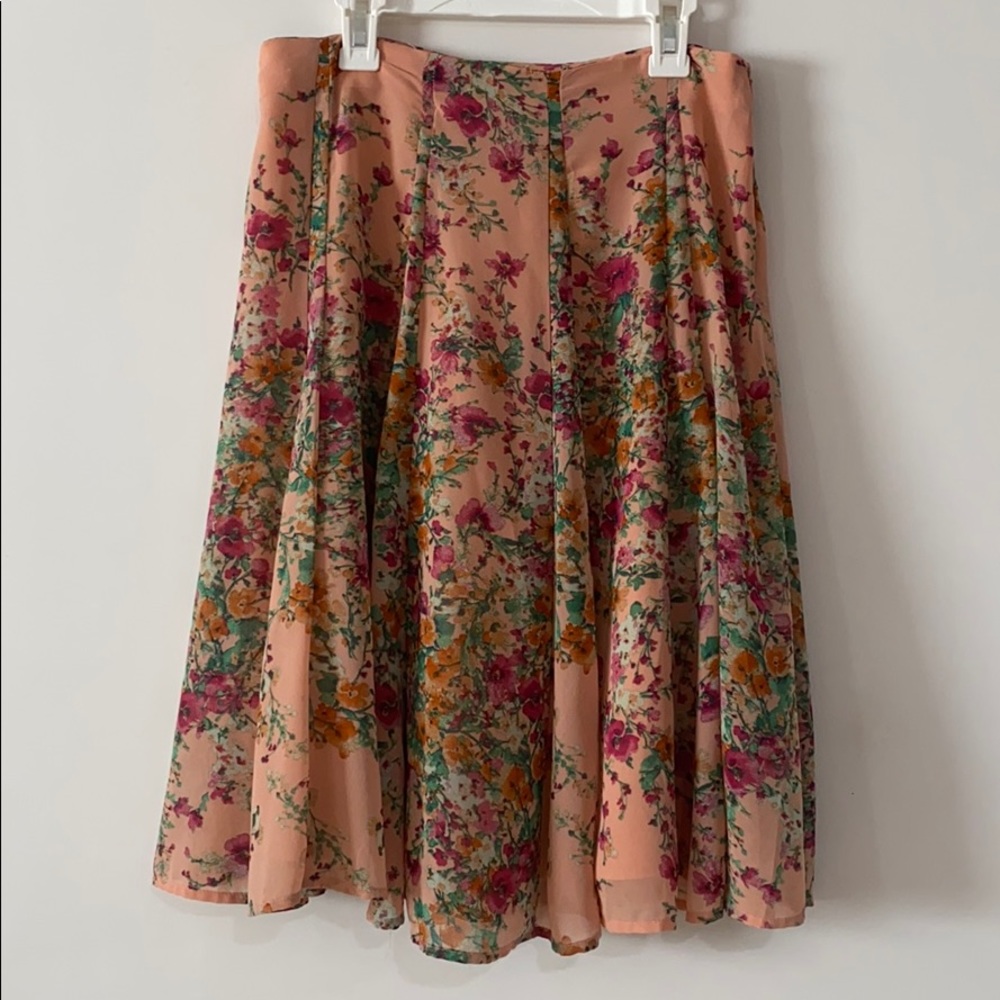 Pink and green floral Midi knee length skirt